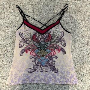 Purple/multi color Harley Davidson shirt with gems XL